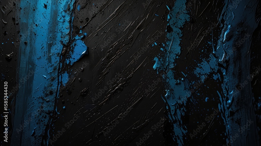 Poster abstract dark background with blue streaks and textured surface creating a dramatic, moody effect.