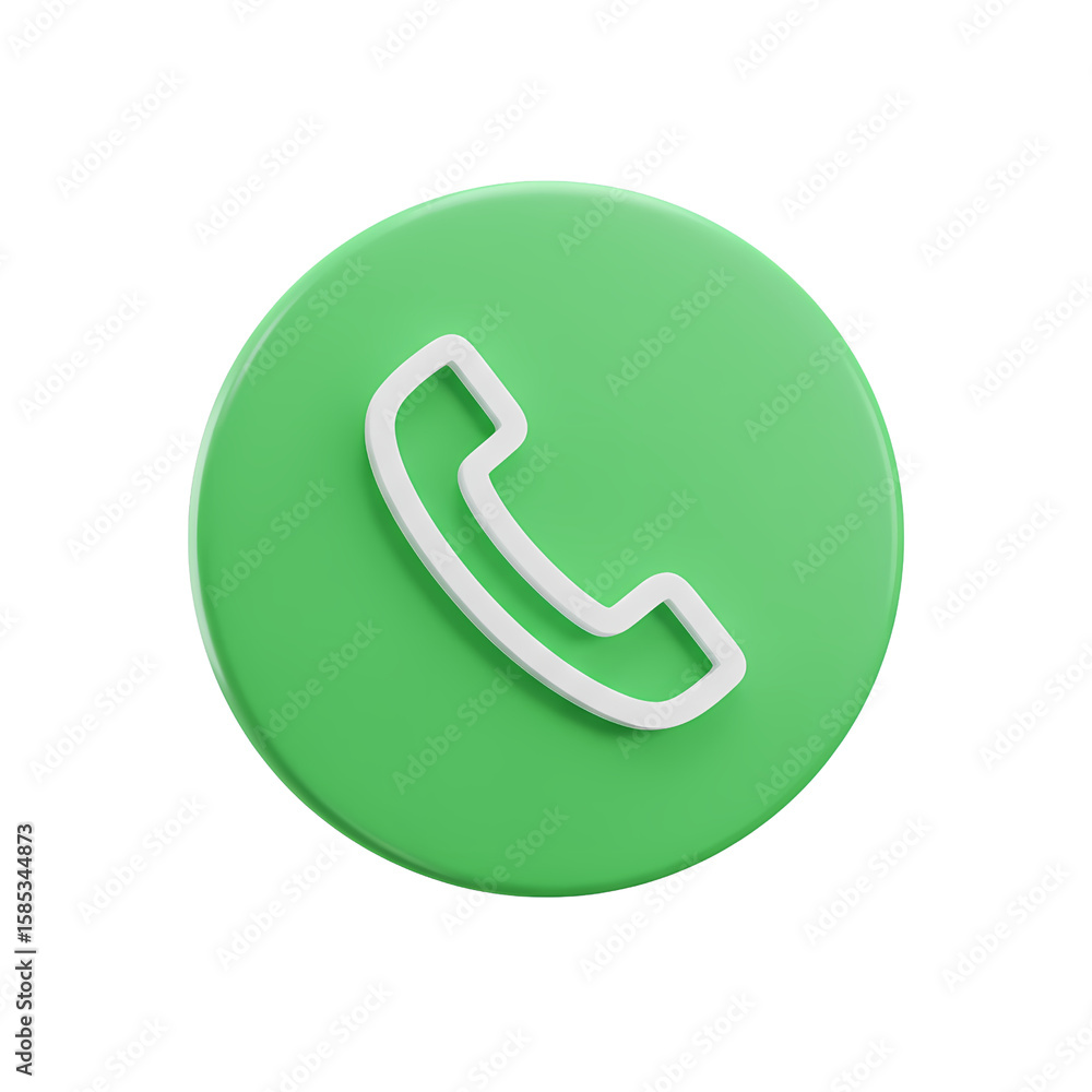 Fototapete rendered green telephone symbol on transparent background evokes communication and mobile phone netw