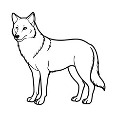 Noble Wolf Standing Guard - Detailed Vector Outline Illustration