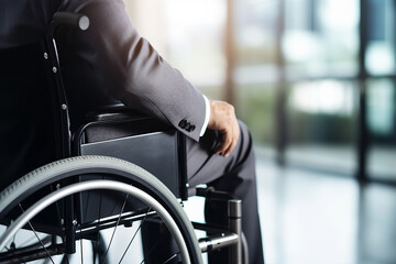 Obraz premium Picture made with generative AI of young happy people on their wedding ceremony in a wheelchair