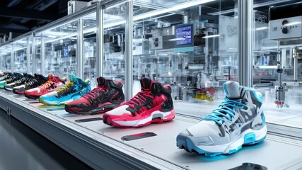 Manufacturing process of athletic shoes inside a high tech production facility with automated systems