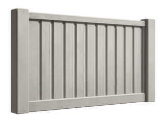 Concrete garden fence with decorative grooves for a minimalist apartment garden.