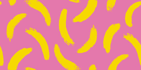 Yellow brushstrokes on a pink surface seamless pattern