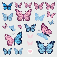 set of butterflies