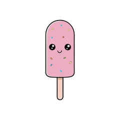 Cute Kawaii Popsicle with Tiny Arms and Sprinkles