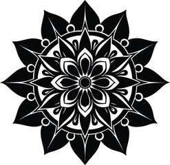 Traditional Indian Style Flower Motif in Silhouette