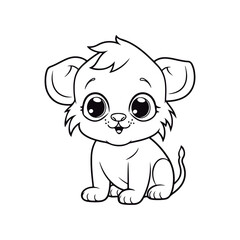 Obraz premium outlined Lion coloring page illustration.