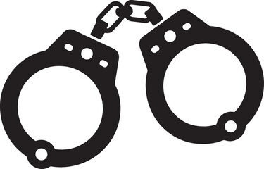 Handcuffs Vector Silhouette Illustration, Black Police Arrest Icon