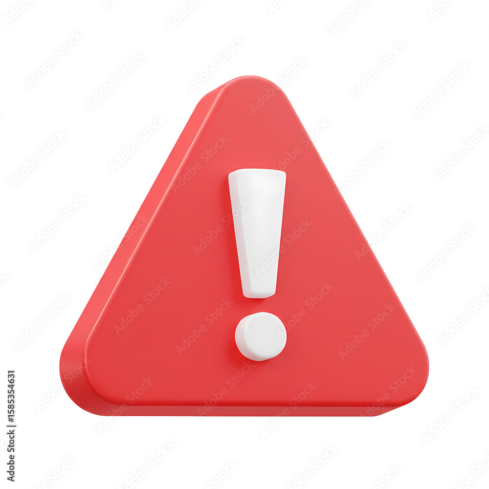 Poster a red caution sign with a white exclamation mark, ideal for safety alerts and warnings about errors 