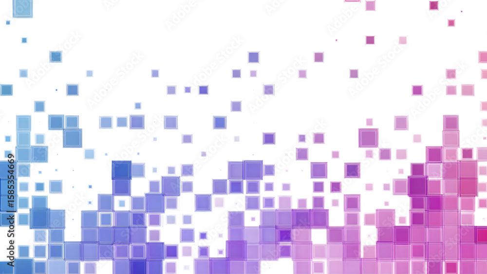 Aufkleber abstract geometric pattern of blue to pink gradient squares and rectangles on a black background iso