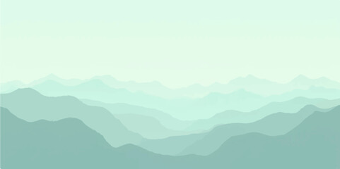 Minimalist Green Hills in Atmospheric Fade with Modern Calm Nature Composition
