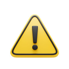 A bright yellow warning sign with a prominent exclamation mark alerts to potential dangers and emphasizes hazard awareness, transparent background