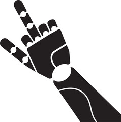 Robotic Hand Pointing Vector Silhouette, Futuristic AI Arm and Automation Technology Icon