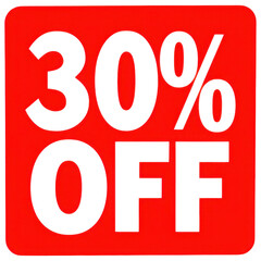 Discount sticker indicating 30 percent off on sales event