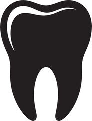Tooth Icon Vector Silhouette, Dental Care Symbol in Black and White