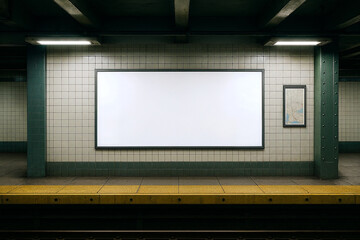 a mockup ready image of a subway billboard poster frame
