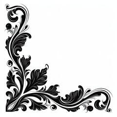 A digital Generative AI crafted ornamental corner design showcasing artistic curves, ideal for high end invitations and luxurious decorative accents.