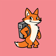 Obraz premium Smiling Fox with Backpack