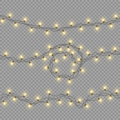 PNG christmas festive garland string lights glowing bulb decoration card holiday banner star lamp...