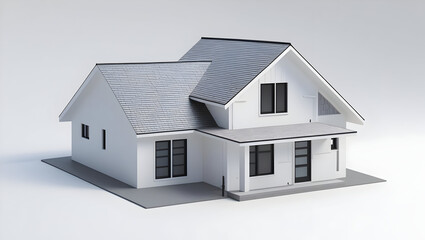 3D rendering of isometric house isolated on transparent background  
