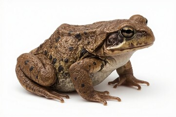 Fototapeta premium Studio shot brown frog, white background, amphibian, wildlife