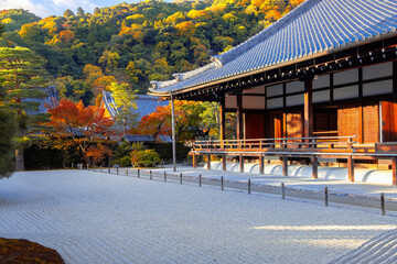 Tenryuji temple with beautiful foliage in autumn in Kyoto, Japan