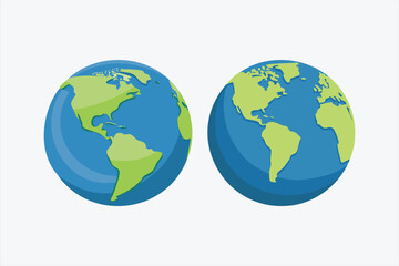 Two Globe Icons Showing the Americas and Europe Africa