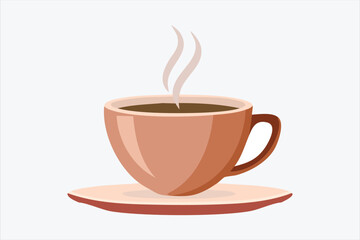 Stylized Illustration of a Steaming Cup of Coffee or Tea