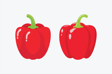 Two Red Bell Peppers with Green Stems on a White Background