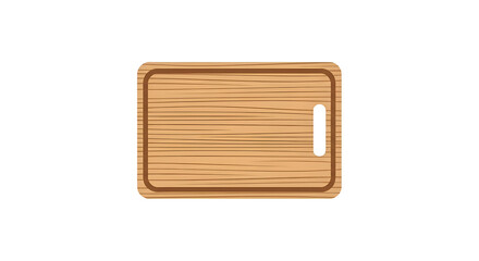 Flat icon illustration of a wooden cutting board with handle in simple modern style, clean white background