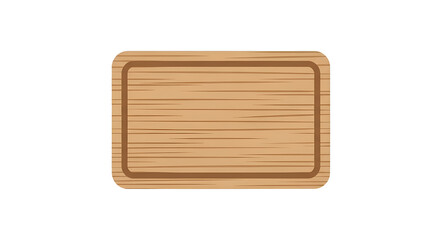 Flat icon illustration of a light wooden cutting board in simple modern style, clean white background