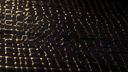 Obraz premium Textura negra con relieve geométrico e iluminación dorada