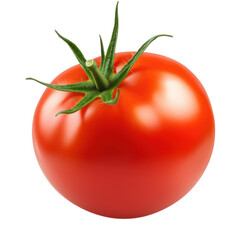 A vibrant and perfect red tomato isolated against a smooth transparent background for design