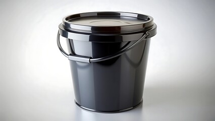 A white background showcases an empty, isolated stainless steel mug with a lid, appearing as a versatile metal container for drinks