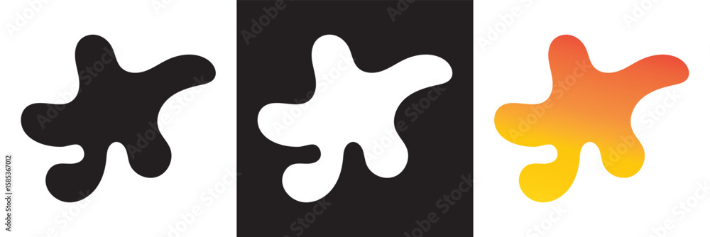Poster abstract blob organic shapes. fluid black, white, and color bubbles. vector for websites, mobile int