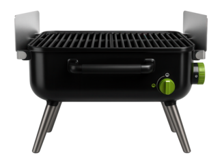 Enamel-coated portable grill with wind shields for garden parties