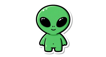 Obraz premium Cute Green Alien Character Illustration