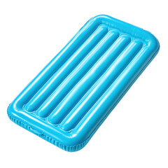 Blue inflatable swimming pool raft ready for summer fun and relaxation on vacation transparent