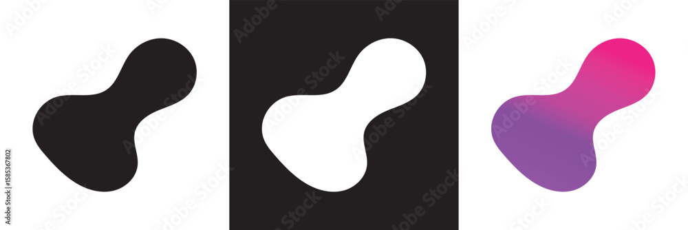 Poster abstract blob organic shapes. fluid black, white, and color bubbles. vector for websites, mobile int