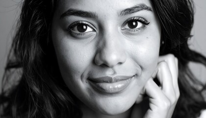 Close-up grayscale portrait of a woman (1)