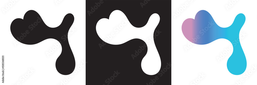 Aufkleber abstract blob organic shapes. fluid black, white, and color bubbles. vector for websites, mobile int