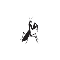 Praying Mantis Silhouette on White Background – Vector Illustration for Nature Precision, Spiritual Symbolism, and Surreal Predator Concepts