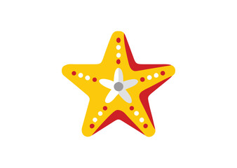 Yellow cartoon star fish sea Vector