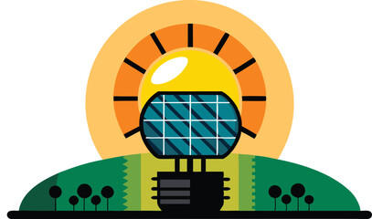 A comprehensive collection of colorful illustrations depicting solar energy panels in settings, emphasizing renewable energy and sustainability