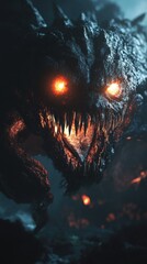 Obraz premium Dark monster with glowing eyes