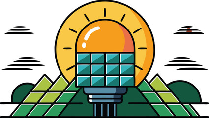 A comprehensive collection of colorful illustrations depicting solar energy panels in settings, emphasizing renewable energy and sustainability