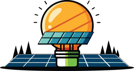 A comprehensive collection of colorful illustrations depicting solar energy panels in settings, emphasizing renewable energy and sustainability