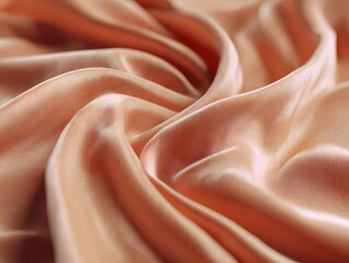 Fototapeta premium Peach Hued Fabric Flowing in Delicate Folds