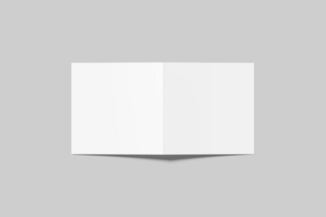 Bi fold square brochure or invitation mock up isolated on gray background.