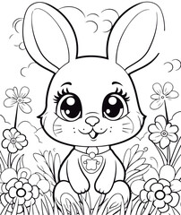 outlined Bunny coloring page illustration.